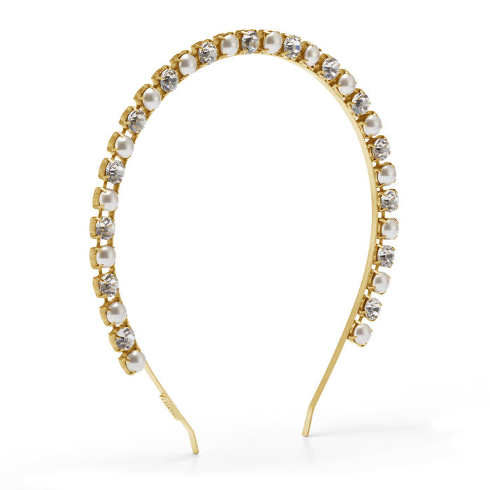 lelet ny Pearl and Crystal Simple Headband 14K GOLD PLATE