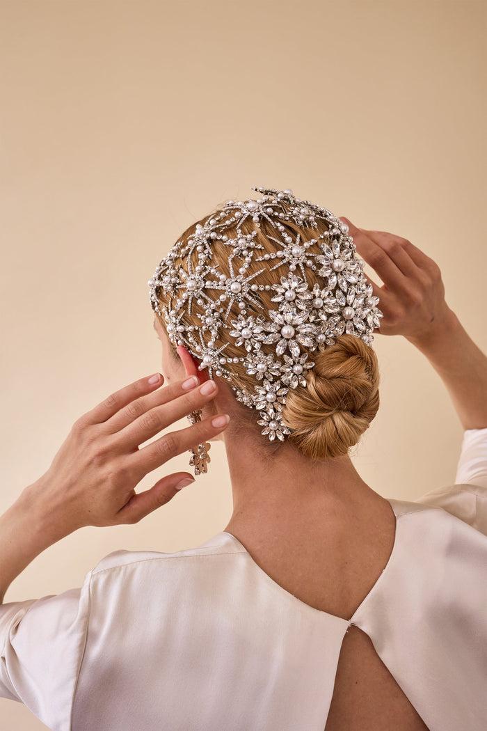 Lelet Ny Starlet Pearl And Crystal Petite Comb RHODIUM