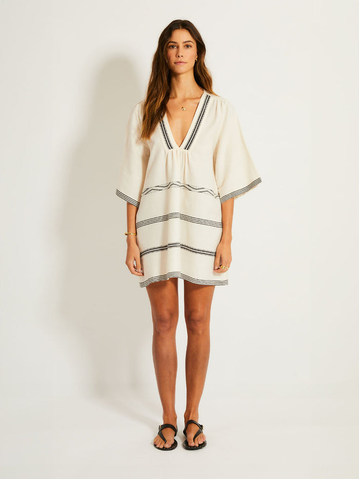 lemlem BELKIS | V Neck Caftan Besela Vanilla