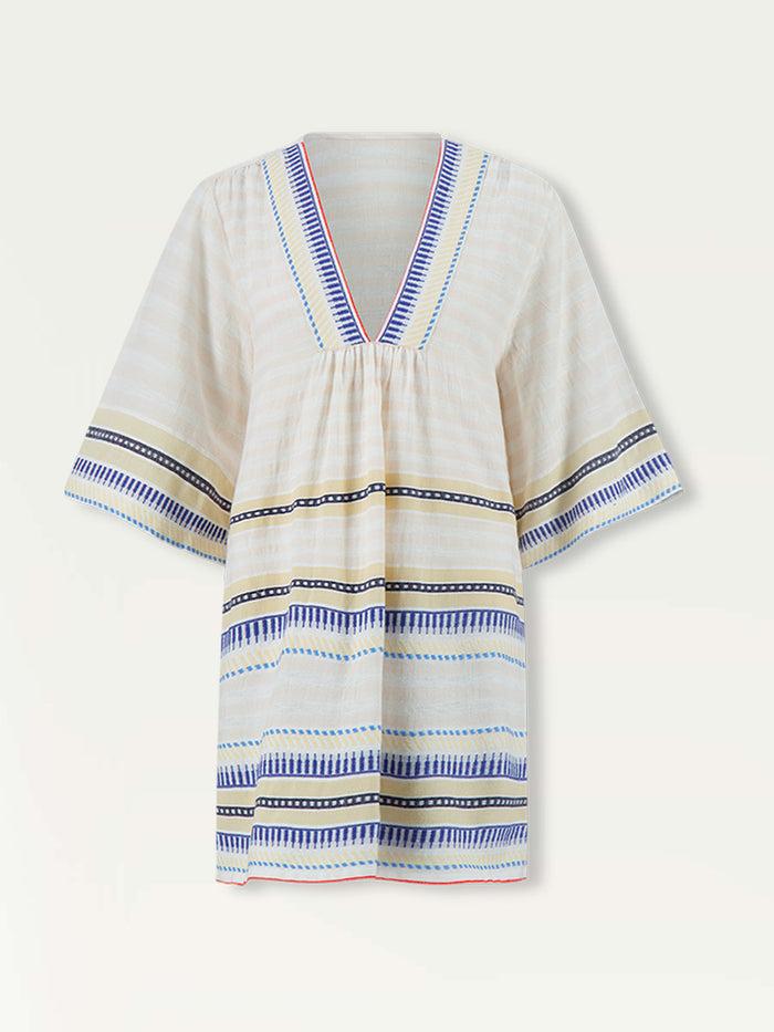 Lemlem BELKIS | V Neck Caftan Iniku Shell