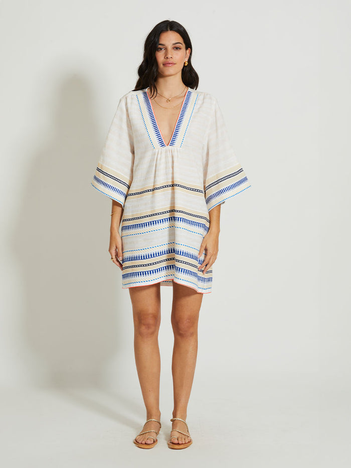 lemlem BELKIS | V Neck Caftan Iniku Shell