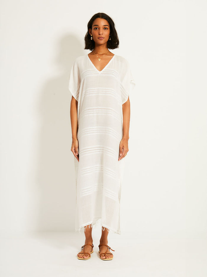 lemlem DALILA | V Neck Caftan Abira White