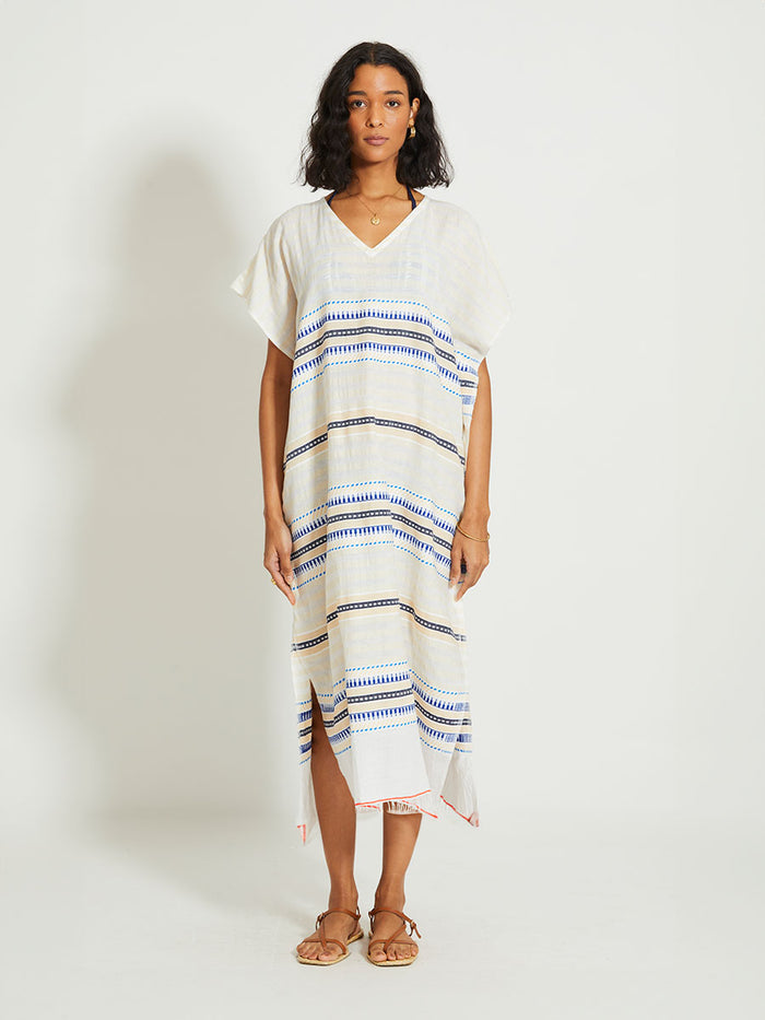 lemlem DALILA | V Neck Caftan Iniku Shell