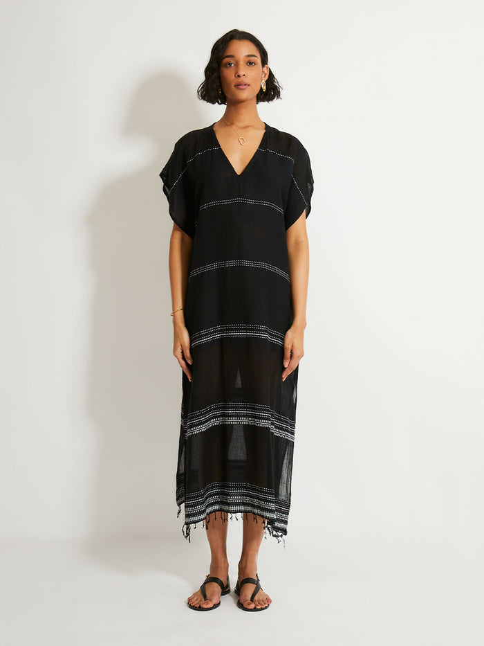 lemlem DALILA | V Neck Caftan Leliti Black
