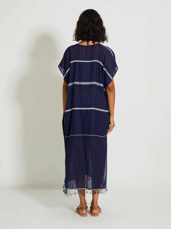 Lemlem DALILA | V Neck Caftan Nunu Navy