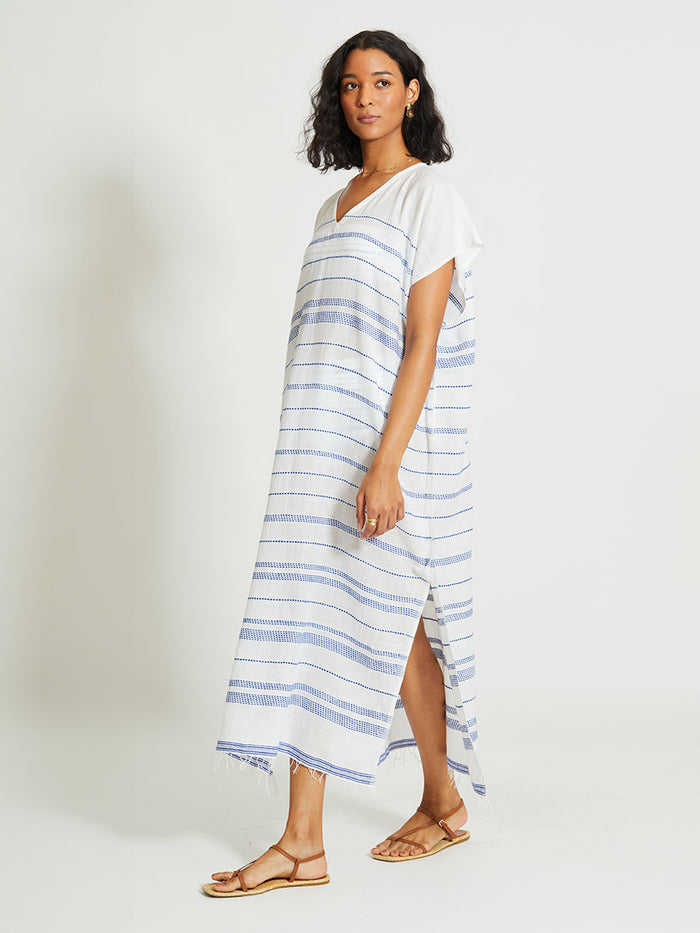 Lemlem DALILA | V Neck Caftan Tiki Azure