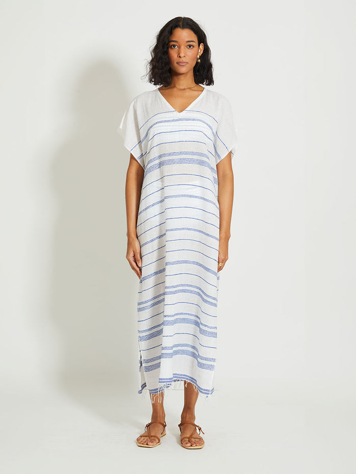 lemlem DALILA | V Neck Caftan Tiki Azure