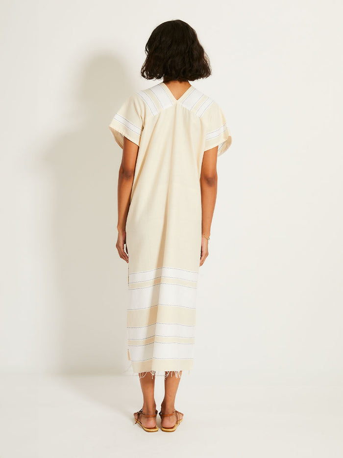 Lemlem GASIRA | V Neck Caftan Debre Cream