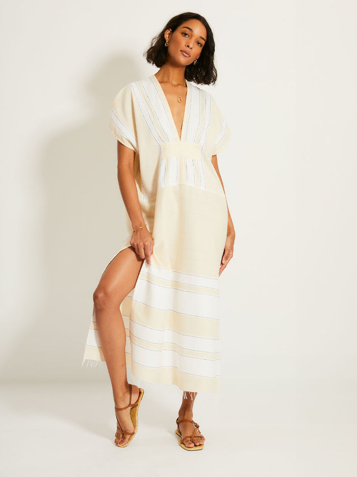 Lemlem GASIRA | V Neck Caftan Debre Cream