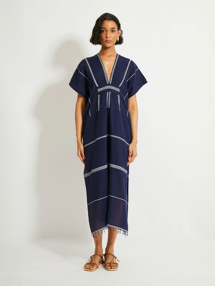 lemlem GASIRA | V Neck Caftan Nunu Navy