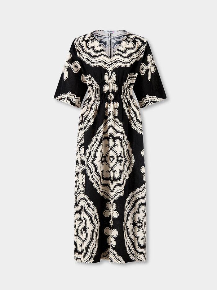Lemlem HERMONA | Plunge Dress Niku Black
