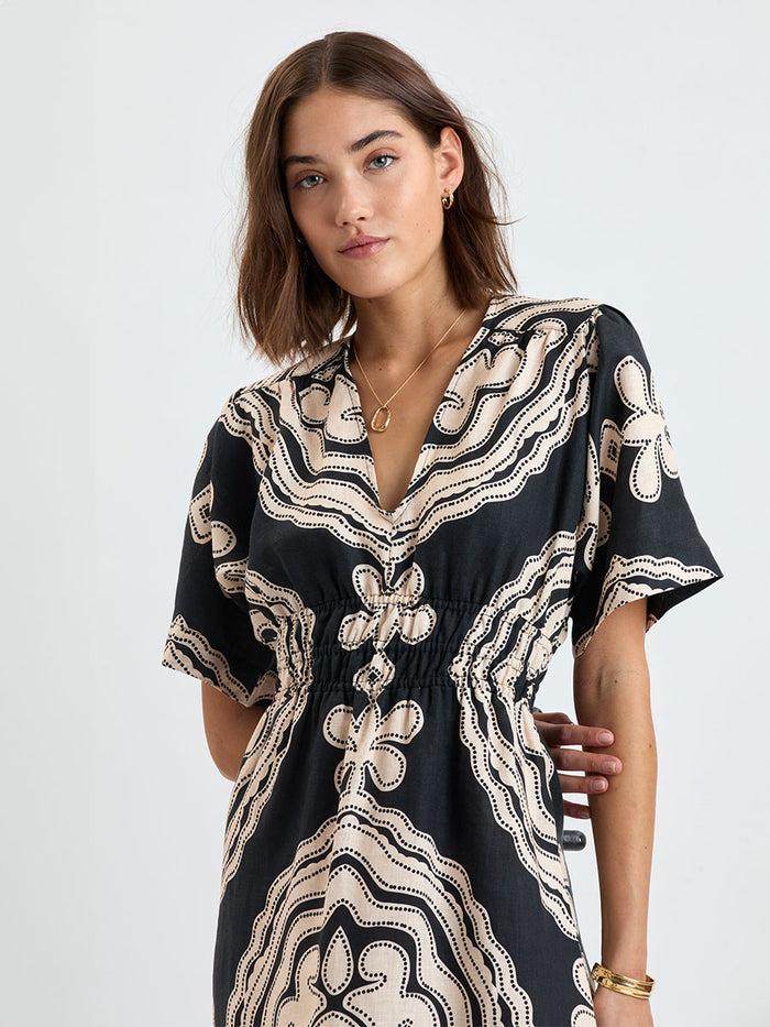 Lemlem HERMONA | Plunge Dress Niku Black