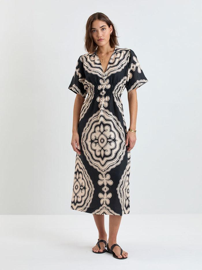 lemlem HERMONA | Plunge Dress Niku Black