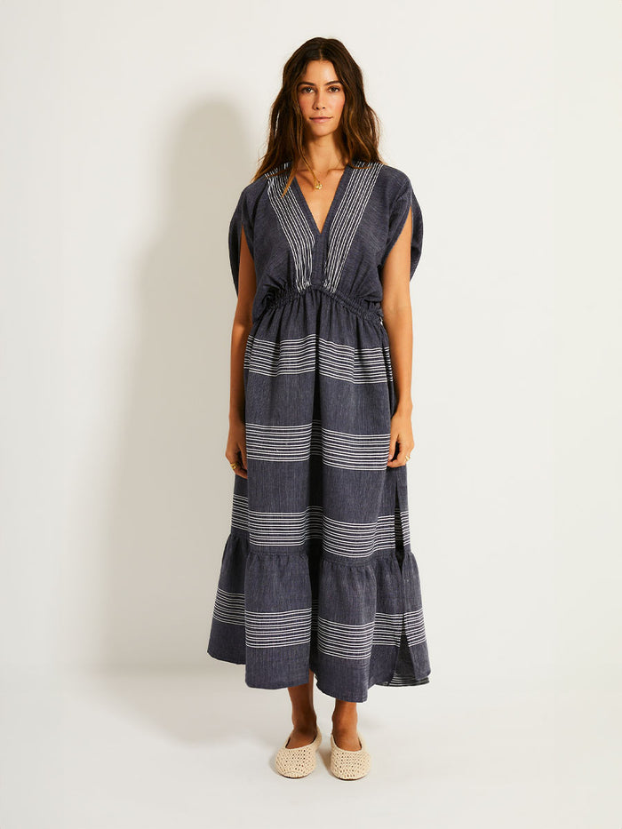 lemlem LEILA | Plunge Dress Mari Navy