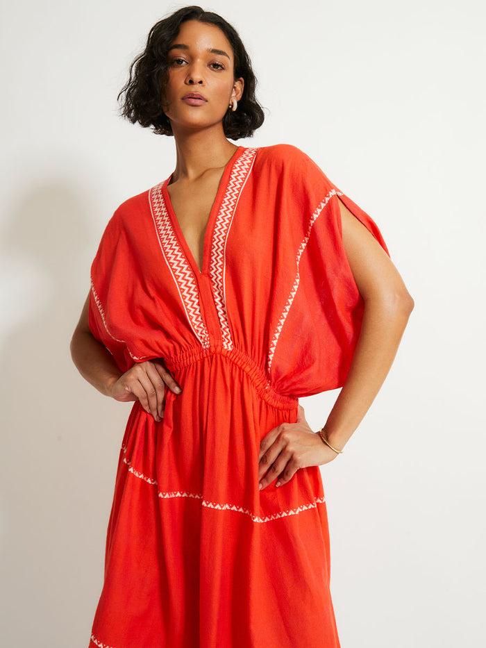 Lemlem LEILA | Plunge Dress Tenesa Red