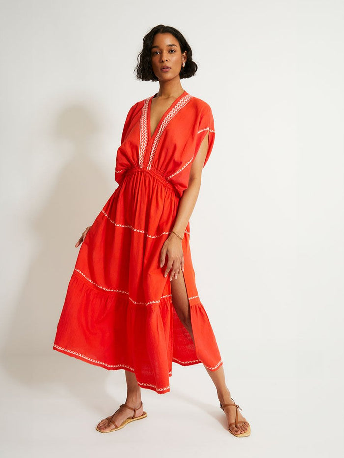 lemlem LEILA | Plunge Dress Tenesa Red