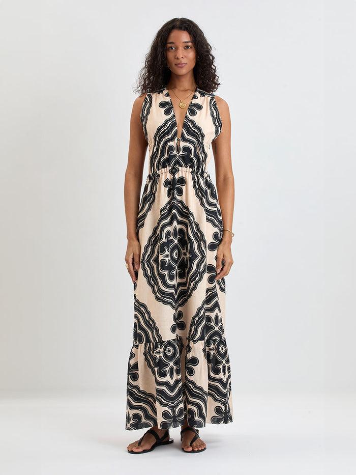 lemlem LELISA | V Neck Dress Niku Cream