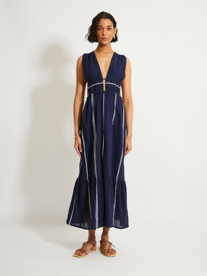 lemlem LELISA | V Neck Dress Nunu Navy