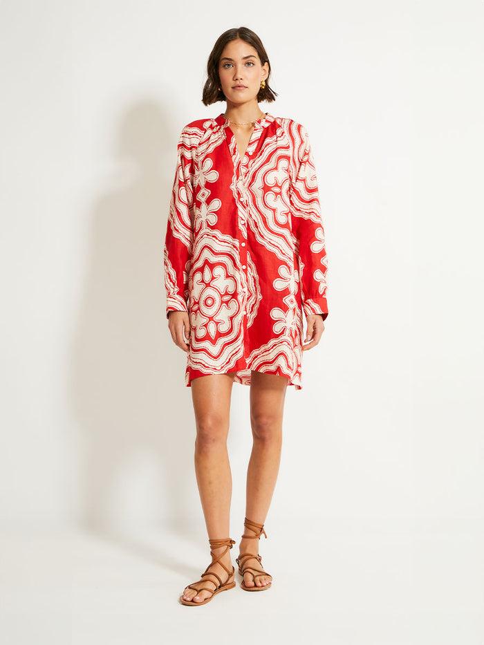 lemlem MEAZA | Button Up Dress Niku Red