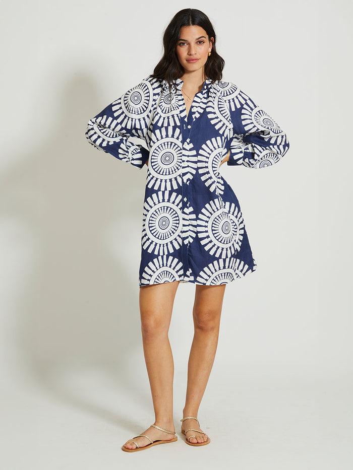 Lemlem MEAZA | Button Up Dress Zeina Navy