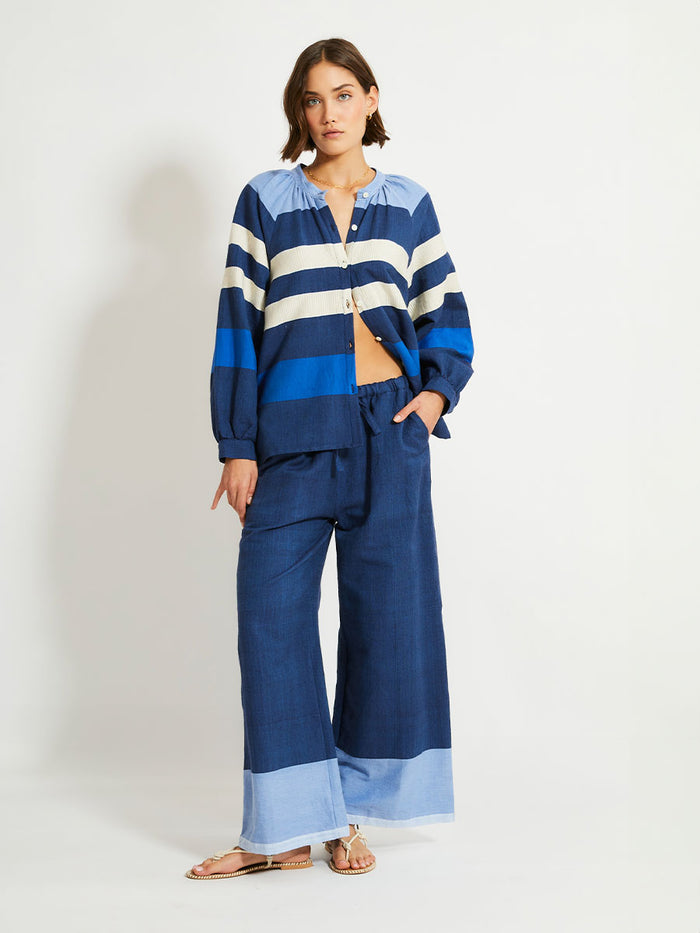 lemlem MITA | Button Up Blouse Betami Azure