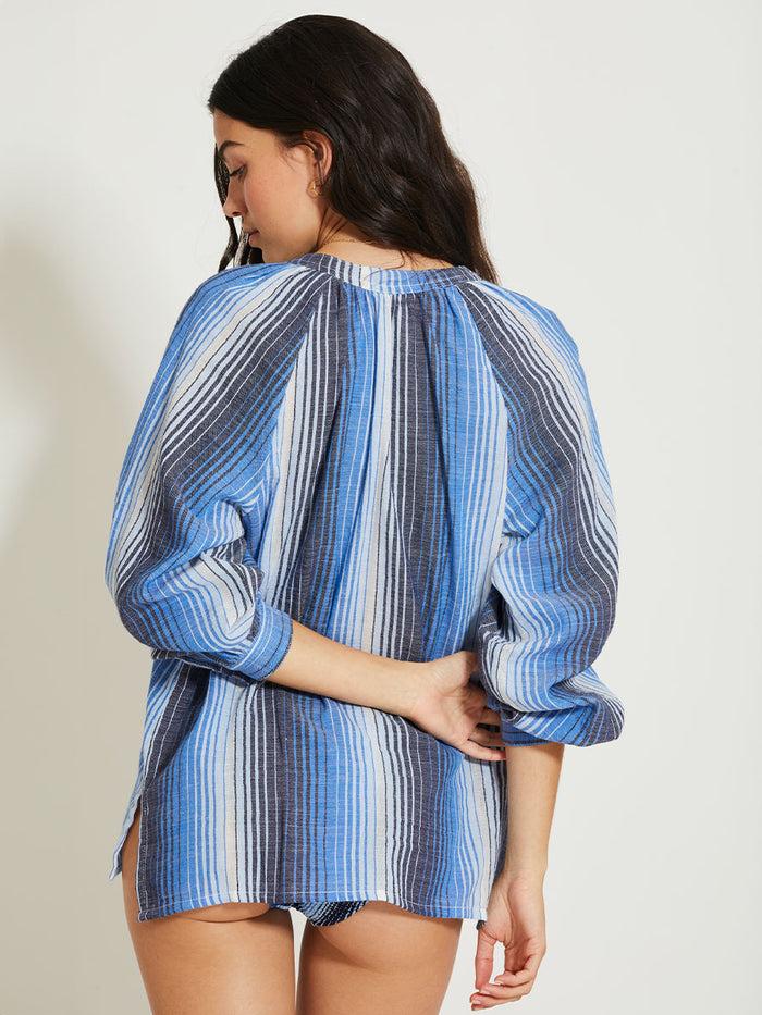 Lemlem MITA | Button Up Blouse Feven Blue