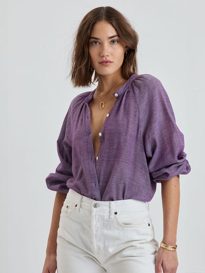 Lemlem MITA | Button Up Blouse Nefas Plum