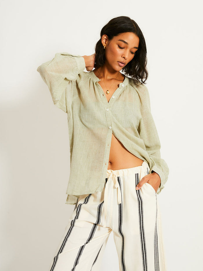 Lemlem MITA | Button Up Blouse Nefas Sage