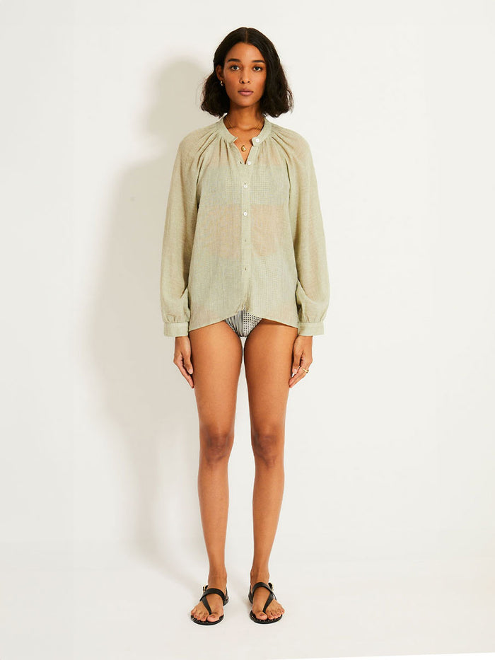 lemlem MITA | Button Up Blouse Nefas Sage