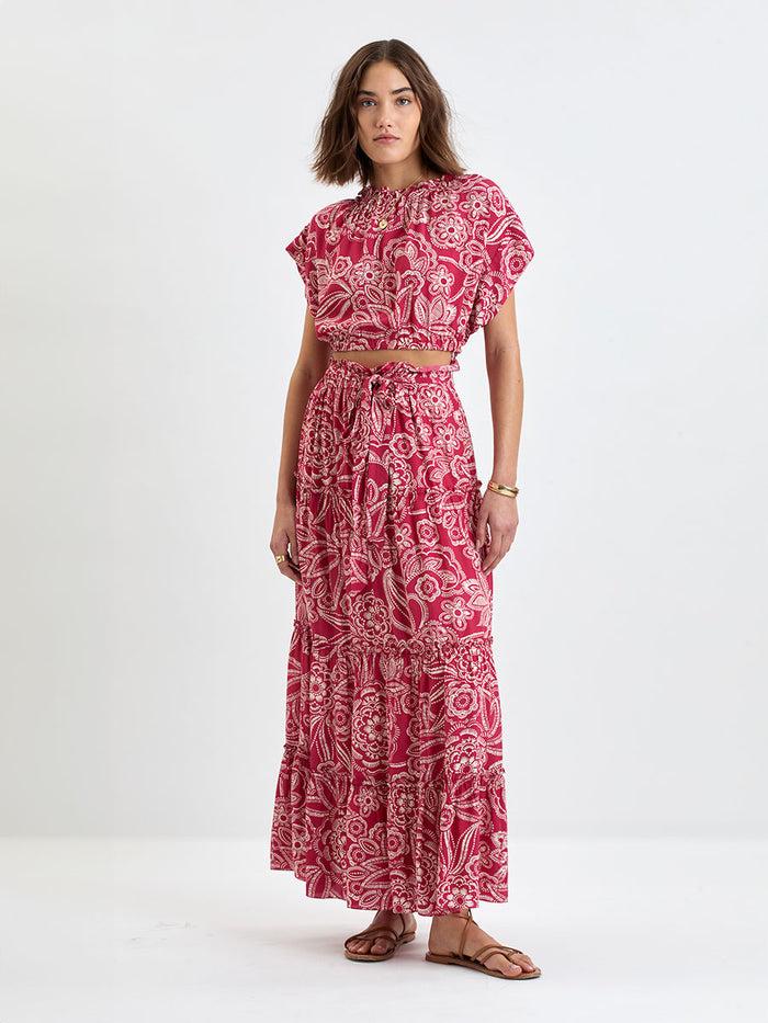 lemlem MUNA | Ruched Crop Top Maraki Ruby