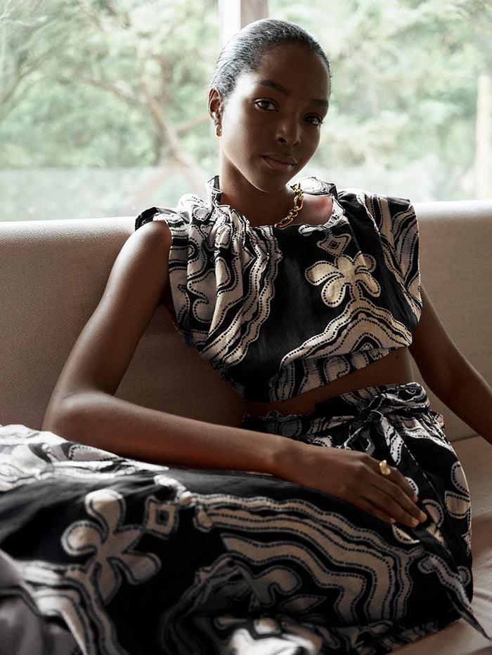 lemlem MUNA | Ruched Crop Top Niku Black