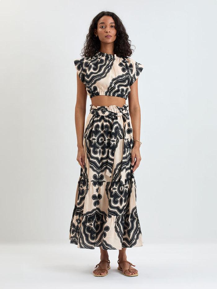 lemlem MUNA | Ruched Crop Top Niku Cream