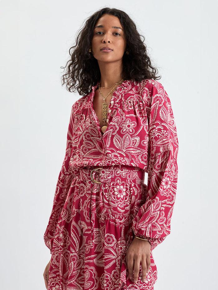 Lemlem RAHNIA | Ruffle Blouse Maraki Ruby