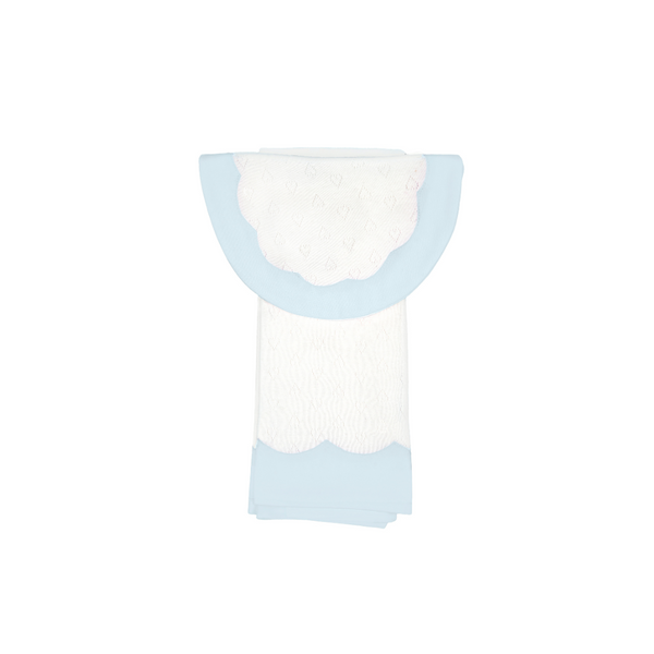Lenora BABY SCALLOPED HEART COTTON KNIT BIB & BURP SET