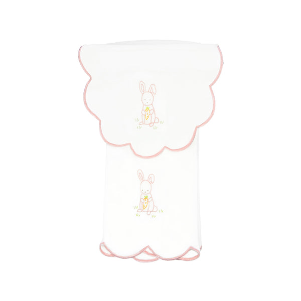 Lenora BABY BUNNY COTTON KNIT BIB & BURP SET