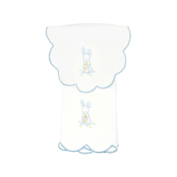 lenora BABY BUNNY COTTON KNIT BIB & BURP SET