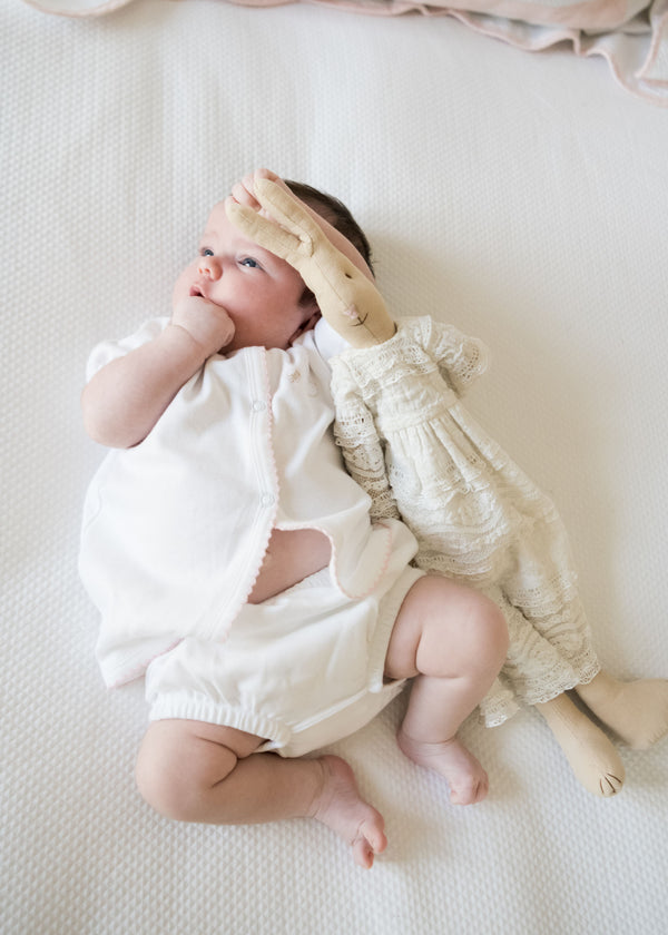 Lenora BABY COTTON KNIT SHORT SLEEVE DIAPER SET