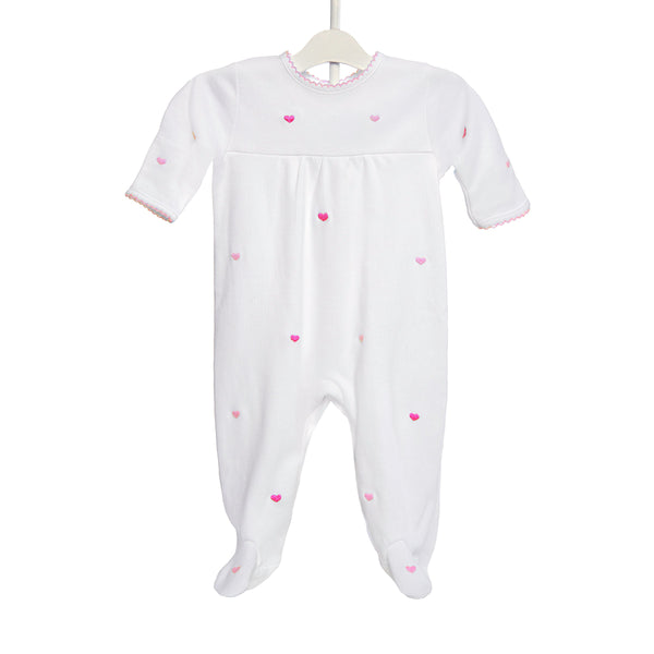 lenora BABY JOSIE HEART COTTON KNIT FOOTIE