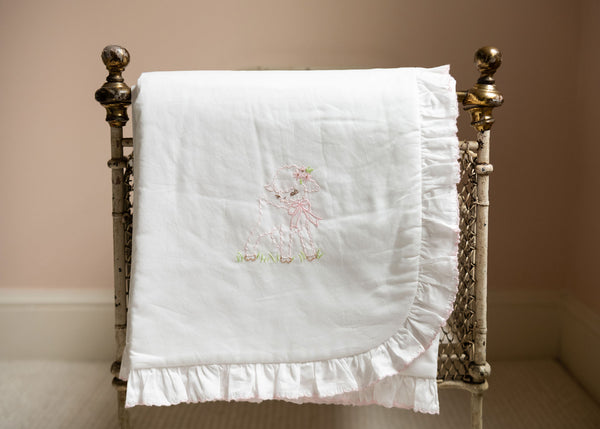 Lenora BABY LAMB & BEE COTTON STROLLER BLANKET