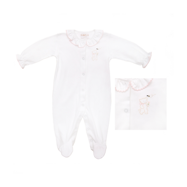 lenora BABY TEDDY BEAR COTTON KNIT FOOTIE