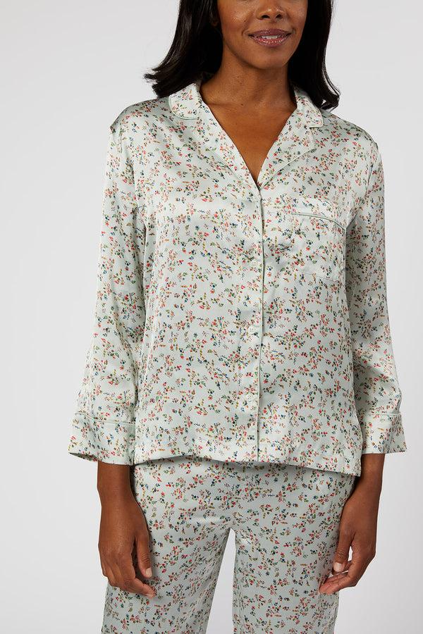 Lenora BIRDIE SATIN LONG FLORAL PAJAMAS