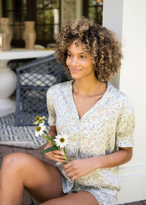 Lenora BIRDIE SATIN SHORT FLORAL PAJAMAS