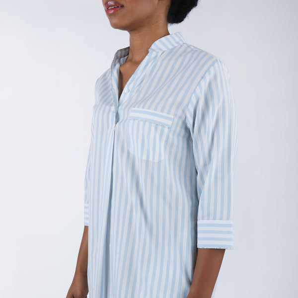 Lenora CLASSIC COTTON STRIPED NIGHTSHIRT