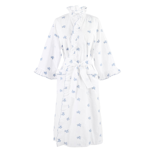 Lenora NANCY COTTON RUFFLE EMBROIDERED ROBE