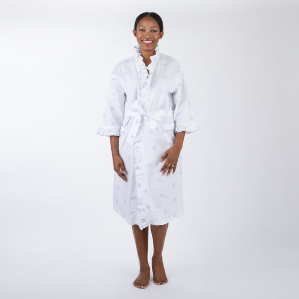 Lenora NANCY COTTON RUFFLE EMBROIDERED ROBE