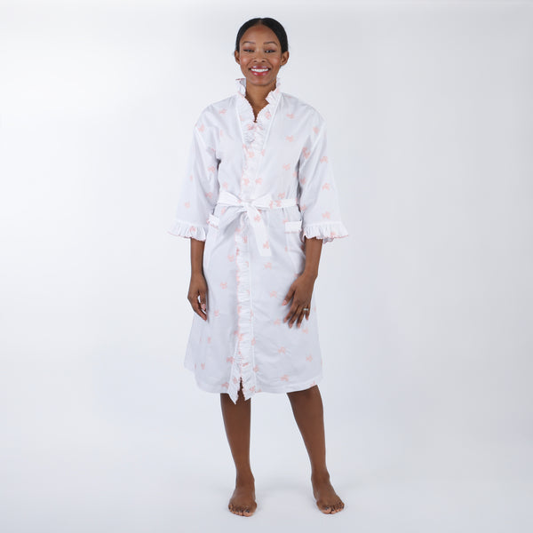 Lenora NANCY COTTON RUFFLE EMBROIDERED ROBE