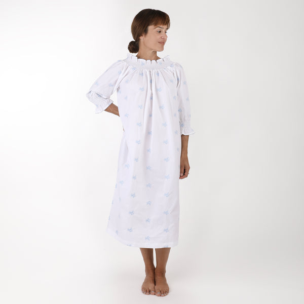 lenora NANCY COTTON EMBROIDERED LONG SLEEVE NIGHTGOWN