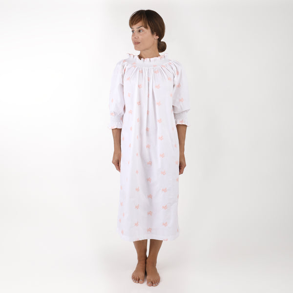 lenora NANCY COTTON EMBROIDERED LONG SLEEVE NIGHTGOWN