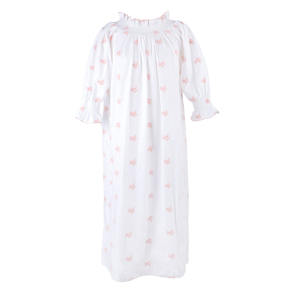 lenora NANCY COTTON EMBROIDERED LONG SLEEVE NIGHTGOWN