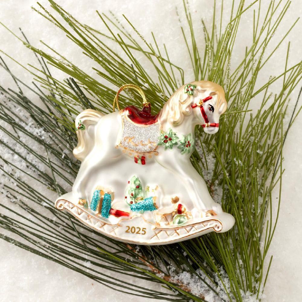 Lenox 2025 Blown Glass Baby's 1st Rocking Horse Ornament